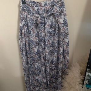 Tropical palm wide leg pants